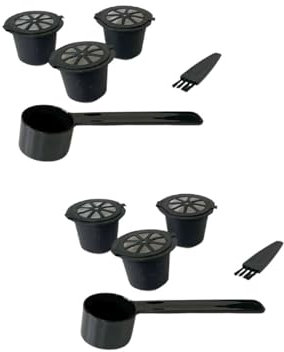 Fackelmann 9321150 Lot de 2 Set de capsules réutilisables Nespresso, dosette Nespresso, café Nespresso, accessoires pour machines à café, plastique, noir, 3,7 x 2,7 cm