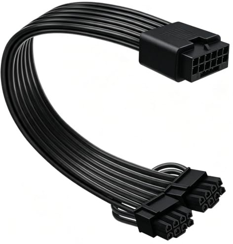 COMeap Extensión de cable 12VHPWR, 16 pines hembra a doble 8 pines (6+2) macho, cable de alimentación GPU de conversión PCIe para fuente de alimentación con puerto 12+4 pines 12VHPWR de 11.8 pulgadas