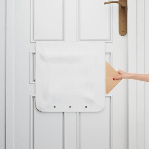 Letter Box Catcher, White Post Catcher for Letterboxes Indoor, No Screws Installation, Large Capacity Mail Holder for Front Door, 52 x 51 cm, Polyester Material