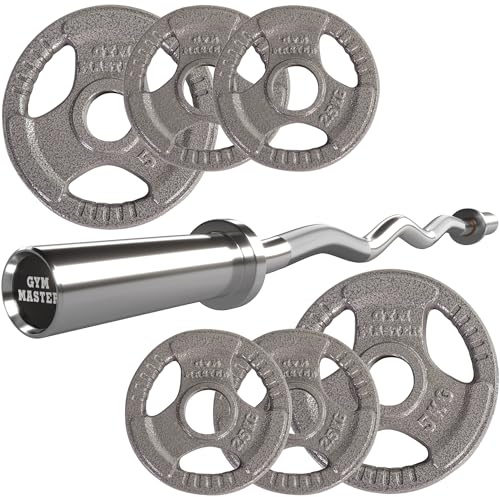GYM MASTER Olympic Curl Bar and Cast Iron Weight Plate Set - 20kg