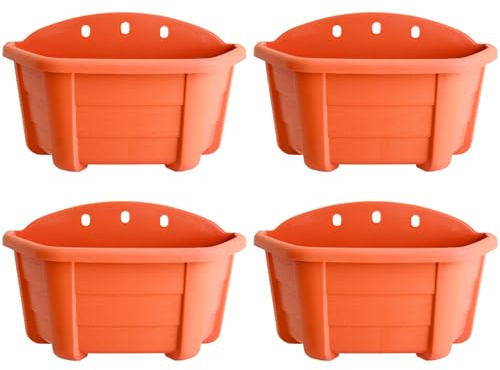 AZIDWERYQ 4 Stück hängende Pflanzgefäße, Wandmontage, hängender Pflanztopf, umweltfreundlicher Kunststoff-Eimer, Gartentopf für Geländer, Zaun, Balkon, Innen- und Außenbereich, Wandpflanzgefäß