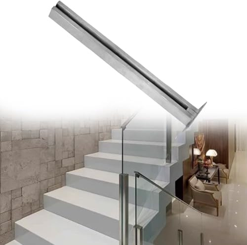 parapetto in vetro Ringhiera In Vetro Per Scale, Ringhiera In Vetro Nero Oro Argento Per Balcone/cortile, Corrimano Per Scale Da Interno Per Inserto In Vetro(A - Edge,Height 70cm)