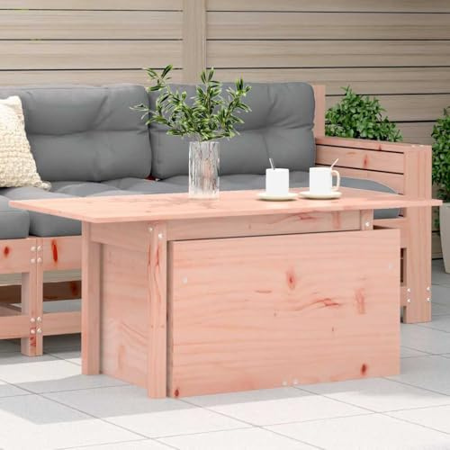 Owoxanthellate Gartentisch Massivholz Douglasie 100 x 50 cm höhenverstellbar 45/75 cm kleines Sofa Set Outdoor für Balkon Terrasse Lounge