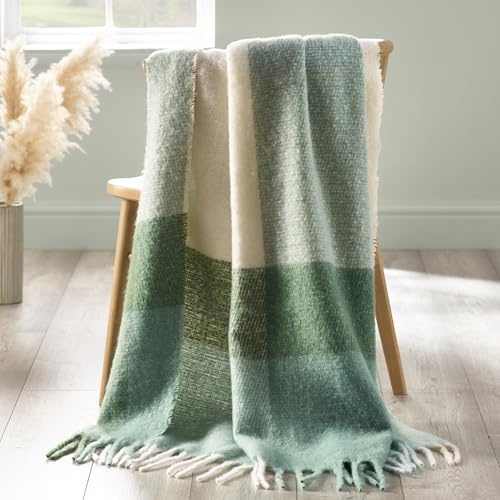 Catherine Lansfield Decke/Überwurf, Mohair, 130 x 170 cm, Grün