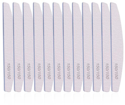 QEXUJOW Limas y pulidores de uñas,Juego de 12 limas profesionales de uñas de doble cara de grano 150/150, limas de manicura profesionales