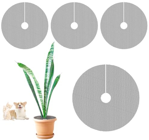 XIDEAN 4 Pack Plant Pot Grids - 30cm Cuttable Soil Cover Protector from Cats, Animals Digging Stopper, Indoor Plant Pot Soil Protectors Guard for Outdoor Garden Balcony
