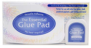 Tsukineko The Glue Essential Pad mit Liquid Kleber Set-für Blattgold zum Basteln, Bastelpulver und Glizter-15 ml Inker-Kartengestaltung, Transparent, Groß