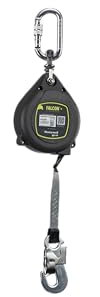 MILLER by Honeywell 1016796 Falcon+ Selbsteinziehendes Rettungsleine, 6 m lang, Aluminiumschraubkarabiner am Drehgelenk oben, Karabinerhaken, Öffnung mit Karabinerhaken an der Unterseite, Fallanzeige