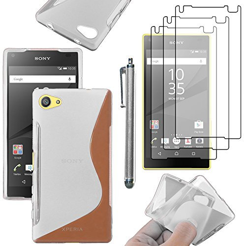 ebestStar - Coque Compatible avec Sony Xperia Z5 Compact Etui Housse Silicone Gel TPU Souple Motif S-Line + Stylet + 3 Films d'écran, Transparent [Appareil: 127 x 65 x 8.9mm, 4.6'']