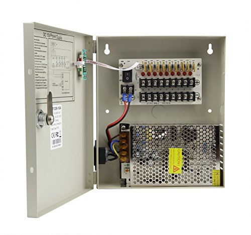 Xenocam 9 Channel Port 12V DC 10 Amp Amper with PTC Fuse Distributed Power Supply Box for CCTV DVR Security System and Camera or Cameras