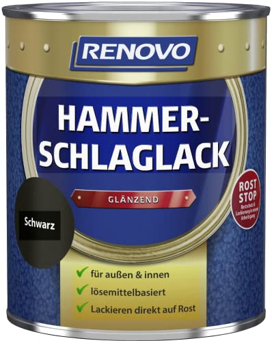 Hammerschlaglack 750 ml Schwarz Glänzend Renovo