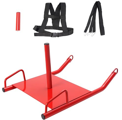 ECOTRIC Fitness Sled with Padded Harness for Athletic Exercise and Speed Improvement - Fits 1-2 Plates