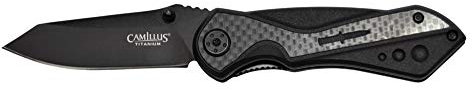 Camillus 19812 Machine Klappmesser, 7 cm Carbonitride Titanium 420 Stahlklinge, GFN/Carbon Griff, schwarz, 17,1 cm
