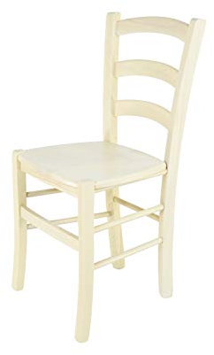 t m c s Tommychairs - Stuhl Venice für Küche und Esszimmer, robuste Struktur aus lackiertem Buchenholz in Anilinfarbe Weiss und Sitzfläche aus Holz