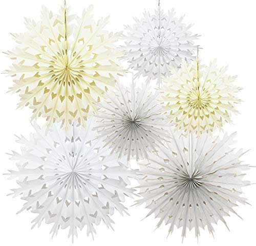 Time to Sparkle 6 Pack Mix Tissue Paper Party Decoration - Snowflake Christmas Wedding Fan Mix - Grey Shade