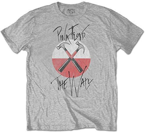 Pink Floyd 'The Wall Faded Hammers Logo' T-Shirt (Extra Large) Grey