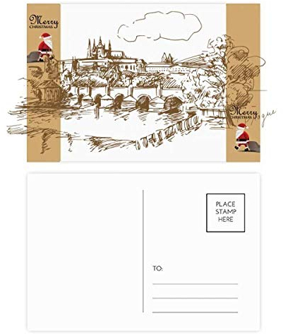Charles Bridge Prag tschechische Wahrzeichen Weihnachtsmann Geschenk Postkarte Dankeskarte Mailing 20 Stück