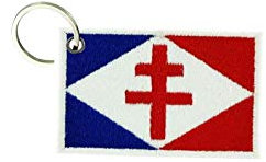 Akachafactory Porte cle cles Clef Brode Patch ecusson Drapeau France de Gaulle Croix Lorraine