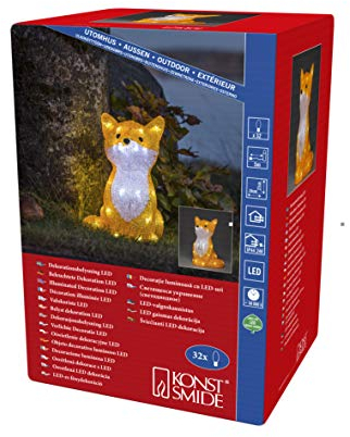 Konstsmide, LED Acryl Fuchs, 32 kalt weiße Dioden, 24 Außentrafo, transparent, 6275-203EE