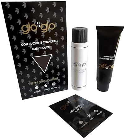 Glo Glo - Coloración corporal, tiñe cualquier parte del cuerpo, tinte de cejas hacia abajo de larga duración, sin irritación, sin amoníaco, castaño oscuro