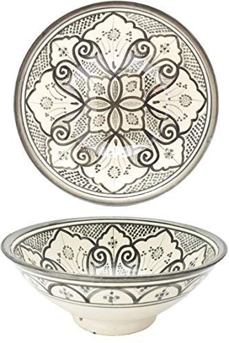 Marrakesch Liyah - Plato de cerámica (Redondo, 25 cm de diámetro), diseño Oriental, Color Gris