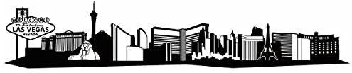 Samunshi® Las Vegas Skyline Wandtattoo Sticker Aufkleber Wandaufkleber City Gedruckt Las Vegas 120x24cm schwarz