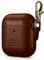 Dreem Om compatible con AirPods 1 & 2 Custodia in pelle vegana con clip - Compatibile con auricolari wireless Bluetooth Apple per iPhone - Caffè