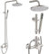 Gebürstetes Nickel Outdoor Duscharmatur Set SUS304 Edelstahl 8 Zoll Regen Duschkopf mit Zylinder Handbrause Wandmontage 1-Griff Duscharmatur mit verstellbarer Schiebestange