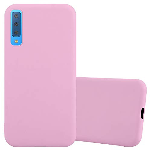 Cadorabo Hülle kompatibel mit Samsung Galaxy A7 2018 Schutzhülle TPU Silikon Case Candy Design Slim Kratzfest Weiche Gummi mit Rundumschutz Case Hülle für Galaxy A7 2018 in Rosa