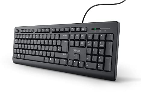 Trust Taro Wired Keyboard, Qwerty UK Layout, Quiet Keys, Full-Size, Spill-Resistant, 1.8 m Cable, USB Plug and Play, Keyboard for PC, Laptop, Mac - Black