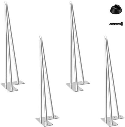 4 Patas Mesa Patas Hairpin Patas a Horquilla Para Mesa de Acero Patas Muebles Robustas Con Tornillos y Bases Protectoras