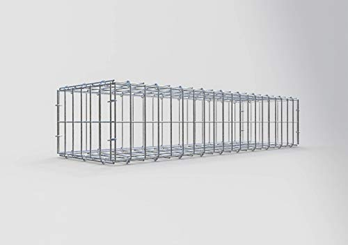 GABIONA Panier à pierre carré - Dimensions des mailles : 5 x 10 cm - Profondeur : 30 cm - Gabion : 100 x 20 x 30 cm (L x H x P) - Anneau en C