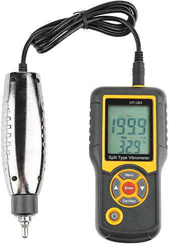 Beschleunigungssensor-Messgerät Digitales Präzisions-Split-Vibrationsmessgerät Kompaktes, rutschfestes Gummigriff Vibrometer für das Labor mit manuellem Kalibrierungsknopf