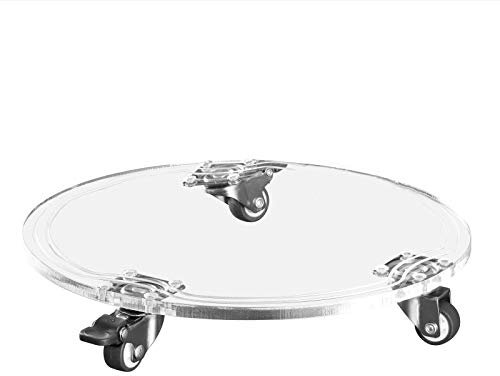 Porte plante a roulettes, plateau de jardinière mobile acrylique, support en pot à roulettes rond sur roues universelles, chariot à pot de plante pour de jardin intérieur extérieur ( Size : 22CM )