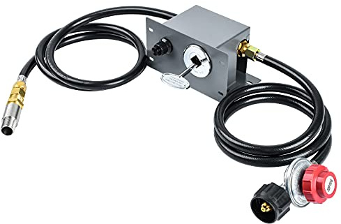briidea Kit de tuyau de brasero au propane, kit d'allumage tout-en-un comprenant une valve mélangeur d'air, une valve à clé, un régulateur de propane avec tuyau de 1,2 m, un tuyau en PVC