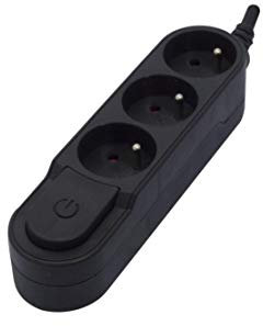 Bloc Design 3x16A avec interrupteur - 3 m - Noir