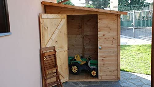 Compribene Casetta in Legno per ricovero Attrezzi 194 x 224 x H 210 cm sp. 20 mm addossata Maxi