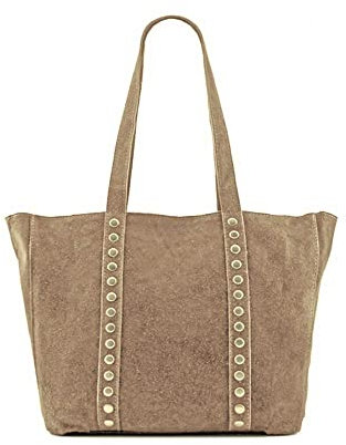 MODELISA - Bolso Hombro Antelina Shopper Casual Tachuelas Mujer (Taupe)