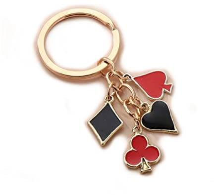 Familienkalender Skat Symbole Schlüsselanhänger Herz Karo Pik Kreuz aus Metall | Black Jack | Royal Flash | Poker | Geschenk für Männer | Las Vegas | Skat | Kartenspiel