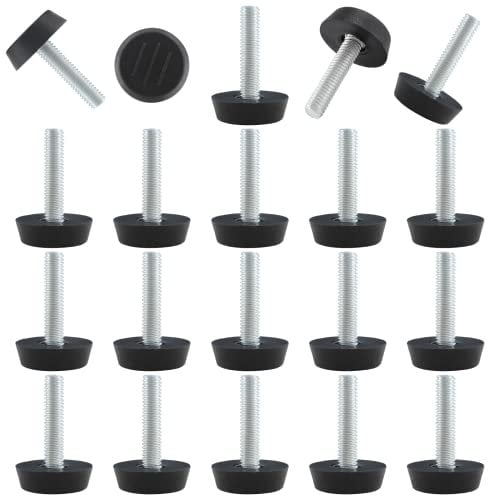 Zorfeter 30 Pcs Screw in Threaded Furniture Adjustable Levelers, M6 Leveling Feet Patio Furniture Glide Leveling Feet for Table, Chair, Furniture Legs (M6 x 25mm)