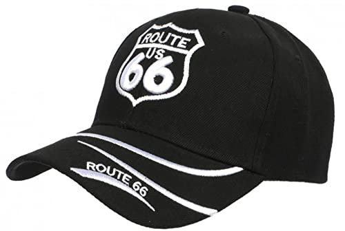 Nyls Création Cap Route 66 schwarz und weiß Baseball Biker – Herren, Schwarz , Einheitsgröße