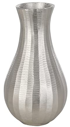 EGLO LIVING Metallvase Abucay, Deko Vase für Pampasgras, Dekovase für Wohnzimmer, Blumenvase aus Metall in Nickel, Tischdeko 28,5 cm
