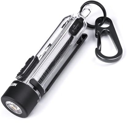 NEXTORCH K40 Schlüsselanhänger-Taschenlampe, 700 Lumen Pocket EDC wiederaufladbare Taschenlampe mit UV-Schwarzlicht, rot/blaues Licht, 3 Modi und Stroboskop für den täglichen Gebrauch, Spaziergänge