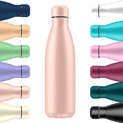 Mi Ko Mi Ka Botella de Agua Térmica de Acero Inoxidable Reutilizable | Sin BPA | Mantiene 24H Frio / 12H Calor | Hermética - Doble Pared a Prueba de Fugas (Beige, 750ml)