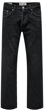 Only & Sons Jeans - Taglio Dritto per Uno Stile Senza Tempo, Colore:Nero, Taglia Pantalone:29W / 32L, Lunghezza della Gamba:L32
