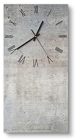 DEQORI Glasuhr | horizontal 30x60 cm | Motiv Unverputzte Zementtextur | große XXL Design Uhr aus Glas | leise Wanduhr für Wohnzimmer & Küche | moderne Hingucker Uhr für die Wand
