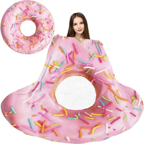 Abaysto Donuts-Decke für Mädchen, niedlich, rosa Donuts, Überwurf, Decke, realistische Lebensmitteldecken für Couch, Sofa für Kinder, Donuts, Geschenke, 90 cm