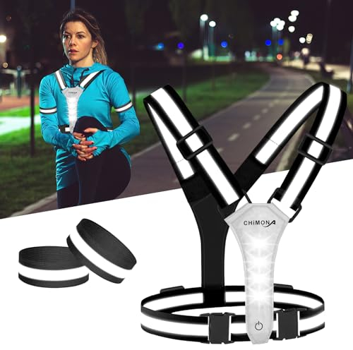 LuTuo LED Warnweste Fahrrad, 360° Reflektorweste mit Hoher Sichtbarkeit, Verstellbarer Taille/Schulter Laufweste, Wiederaufladbare USB-C Lauflicht Joggen Laufen, Hund, Spazierengehen, Radfahren