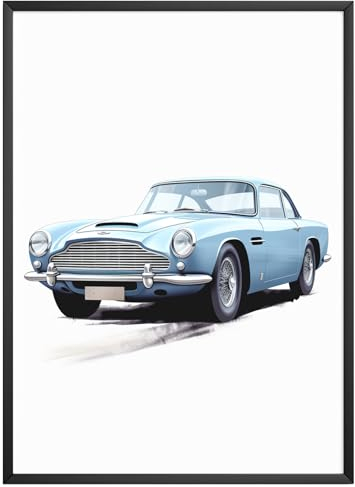 MJ-Graphics - Auto-Poster Oldtimer Aston Martin DB5 - Bild mit schönem Auto Klassiker | Wandbild Din A2 in Galerie Qualität mit extra dickem 300g Posterpapier - FineArt Kunstdruck ohne Bilderrahmen