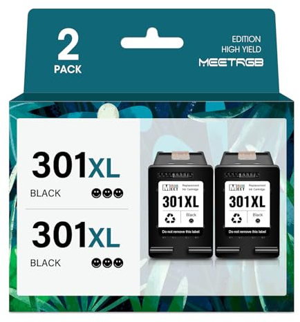 MeetRGB Druckerpatronen für hp 301 Multipack Ersatz für HP 301 Druckerpatronen für HP Envy 4500 5530 4502 4507 OfficeJet 2620 4630 4632 DeskJet 2540 1000 1010 1050 1050A (2 Schwarz)